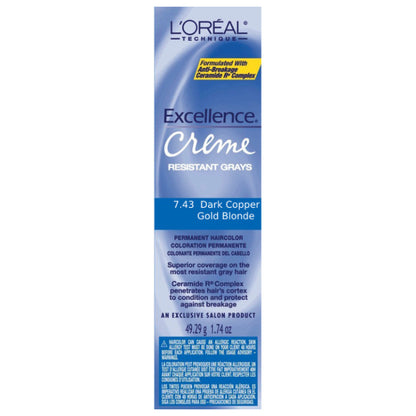 Loreal Professional Excellence Creme Hair ColorHair ColorLOREALColor: 7.43 Dark Copper Gold Blonde