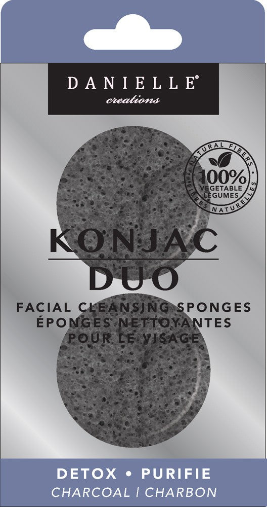 Danielle Konjac Duo Facial Cleansing Sponges-CharcoalBody CareDANIELLE