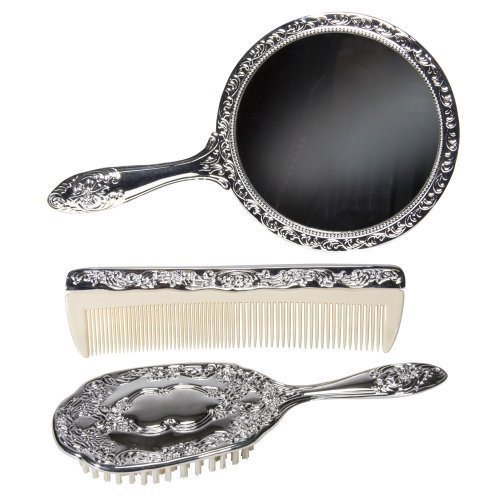 silver plated dresser set Vintage Silver Plated Paul Revere 3 Piece Dresser Set - Monogrammed with a V