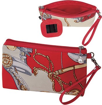 KINGSLEY RED PRINT COSMETIC BAG WITH WRIST STRAPCosmetic AccessoriesKINGSLEY
