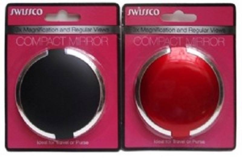 SWISSCO MIRROR 1X/3X ROUND COMPACT BLACK AND RED SILVER TRIMMirrorsSWISSCO