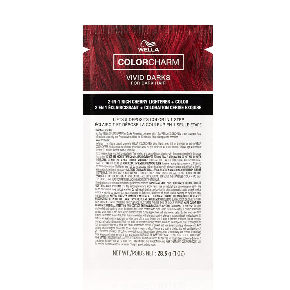 Wella Color Charm Vivid Dark Rich Cherry Pigmented Lightener 1 oz
