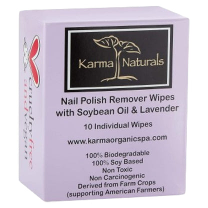 Karma Naturals Nail Polish Remover Wipes Lavender- 10 pack