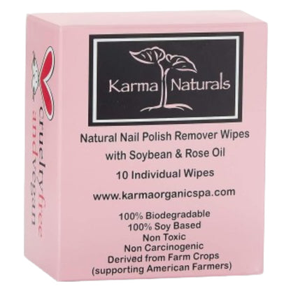 Karma Naturals Nail Polish Remover Wipes Rose Oil- 10 pack