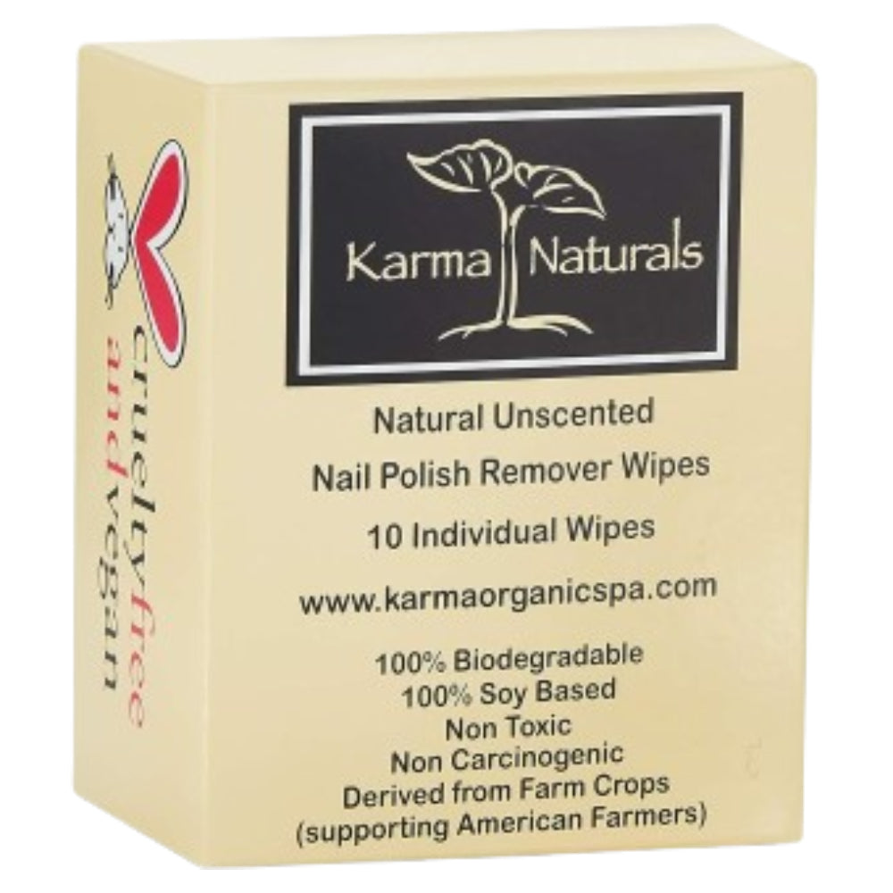 Karma Naturals Nail Polish Remover Wipes Unscented- 10 pack