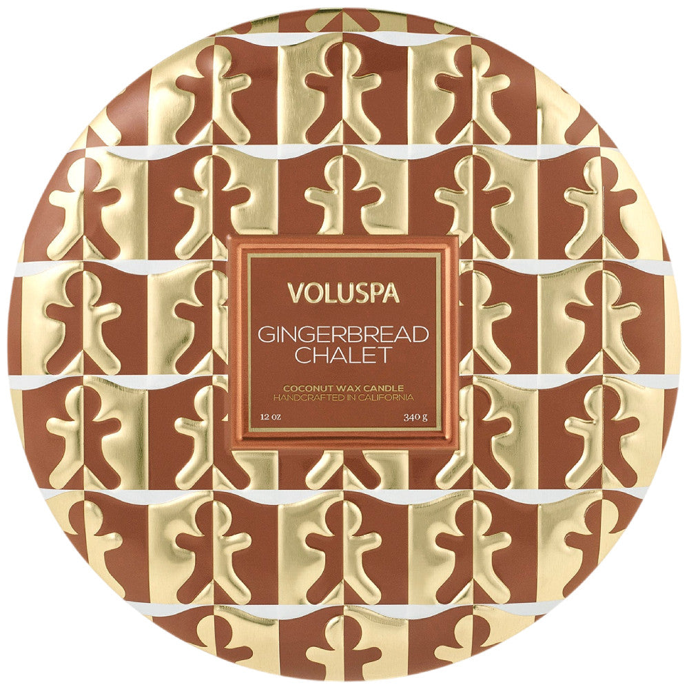 Voluspa 3 Wick Tin Candle Gingerbread Chalet 40 Hour Burn