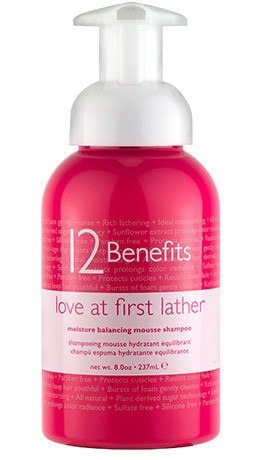 12 BENEFITS LOVE AT FIRST LATHER MOISTURE BALANCING MOUSSE SHAMPOO 8 OZHair Shampoo12 BENEFITS