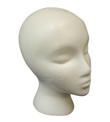 Styrofoam Mannequin Head with Female Face
