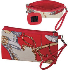 KINGSLEY RED PRINT COSMETIC BAG WITH WRIST STRAP