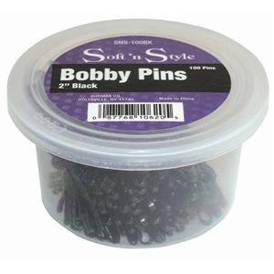 SOFT N STYLE BOBBY PINS 2 IN BLACK 100 PINS SNS-100BKSOFT N STYLE