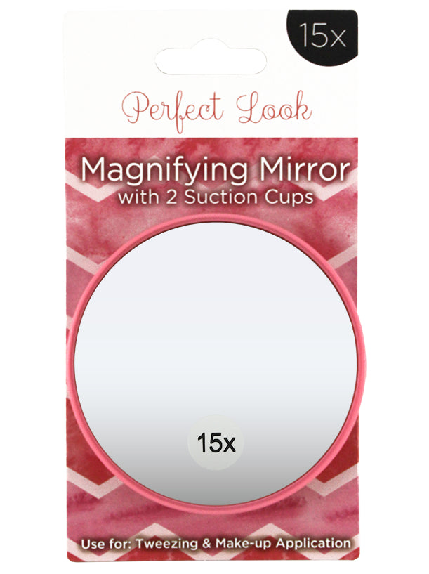 Swissco Perfect Look Suction Cup Compact Mirror 15X PinkMirrorsSWISSCO